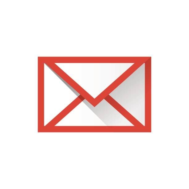 Icon of a white envelope with a red outline on a white background, representing email or messaging.